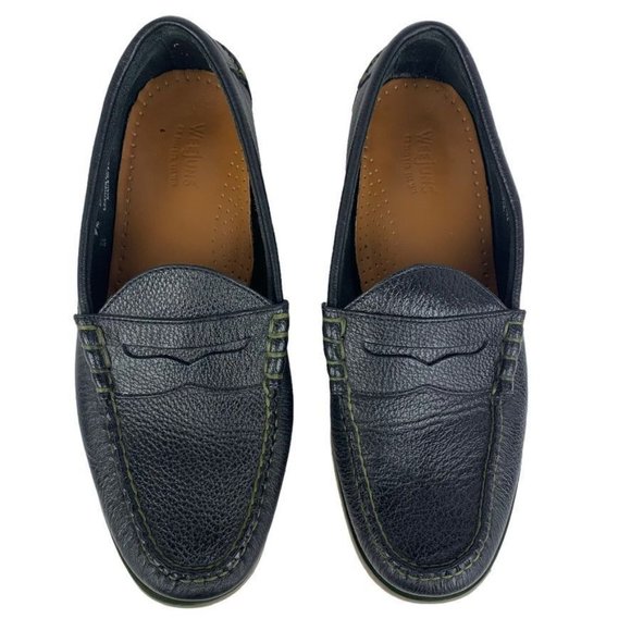 Bass Weejuns Ethan Penny Loafers Black Pebbled Leather Men\'s Dress Shoes 9.5 D main image 9